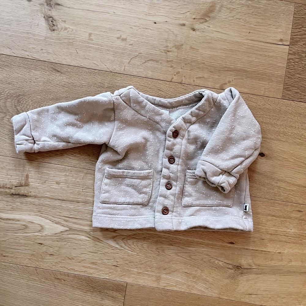 Little & Lively button up cardigan tan 6-12 months